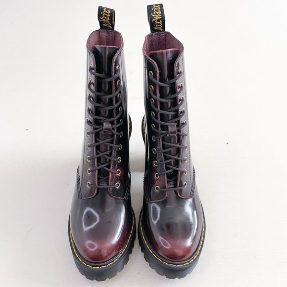 Dr. Martens Red Heeled Kendra Boots Women's Size 7 Arcadia Leather Platform - Picture 2 of 12